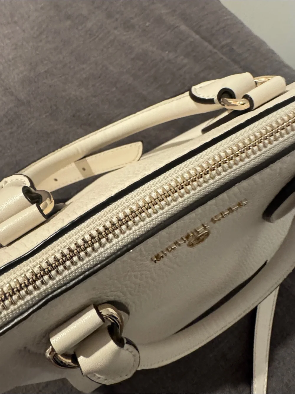 Michael Kors Pebbled Leather Crossbody Satchel in White